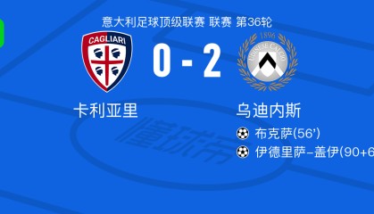 mk体育-乌迪内斯2-0卡利亚里，布克萨破门，伊德里萨-盖伊锦上添花